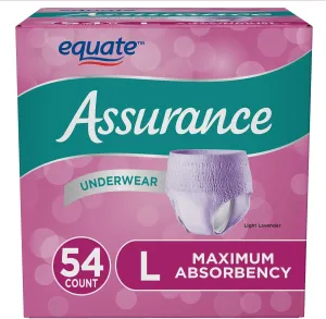 Assurance for Women Maximum Absorbency Protective Underwear, Large, 54 count