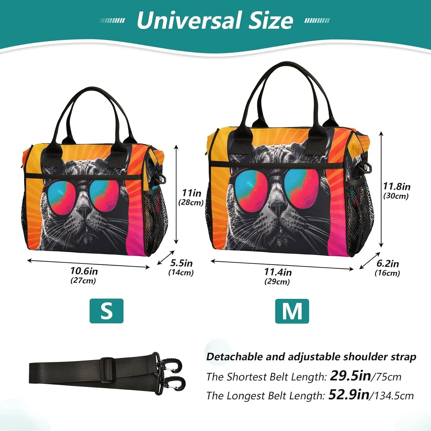 Astonish Cat Insulated Lunch Bag for Women Cooler Tote Bag Organizer with Adjustable Shoulder Strap Reusable Lunch Box