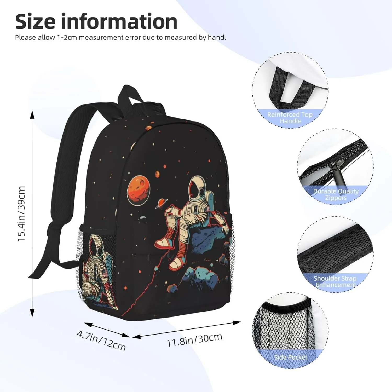 Astronaut Backpack for Boys Kids Teens Children Space Universe School Bags Galaxy Primary Middle School Bookbags Spaceman Student Daypack Gifts Lightweight Waterproof Travel Backpack 15inch