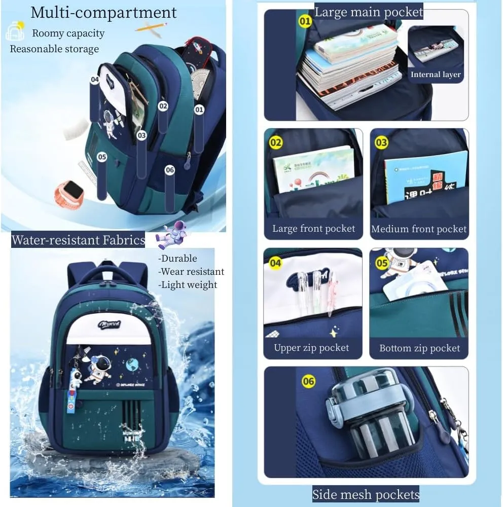 Astronaut-Space Backpack for Boys-Girls Elementary Middle School Backpack Book Bags for Girls Kids Lightweight Back Pack Red