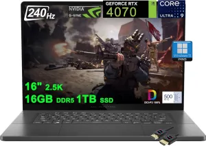 ASUS ROG Zephyrus G16 Gaming Laptop | 16" 2560x1600 OLED 240Hz 500nit | Intel 16-core Ultra 9 185H | 16GB DDR5 1TB SSD | GeForce RTX 4070 | Backlit Thunderbolt Win11Pro w/DLCA Accessory