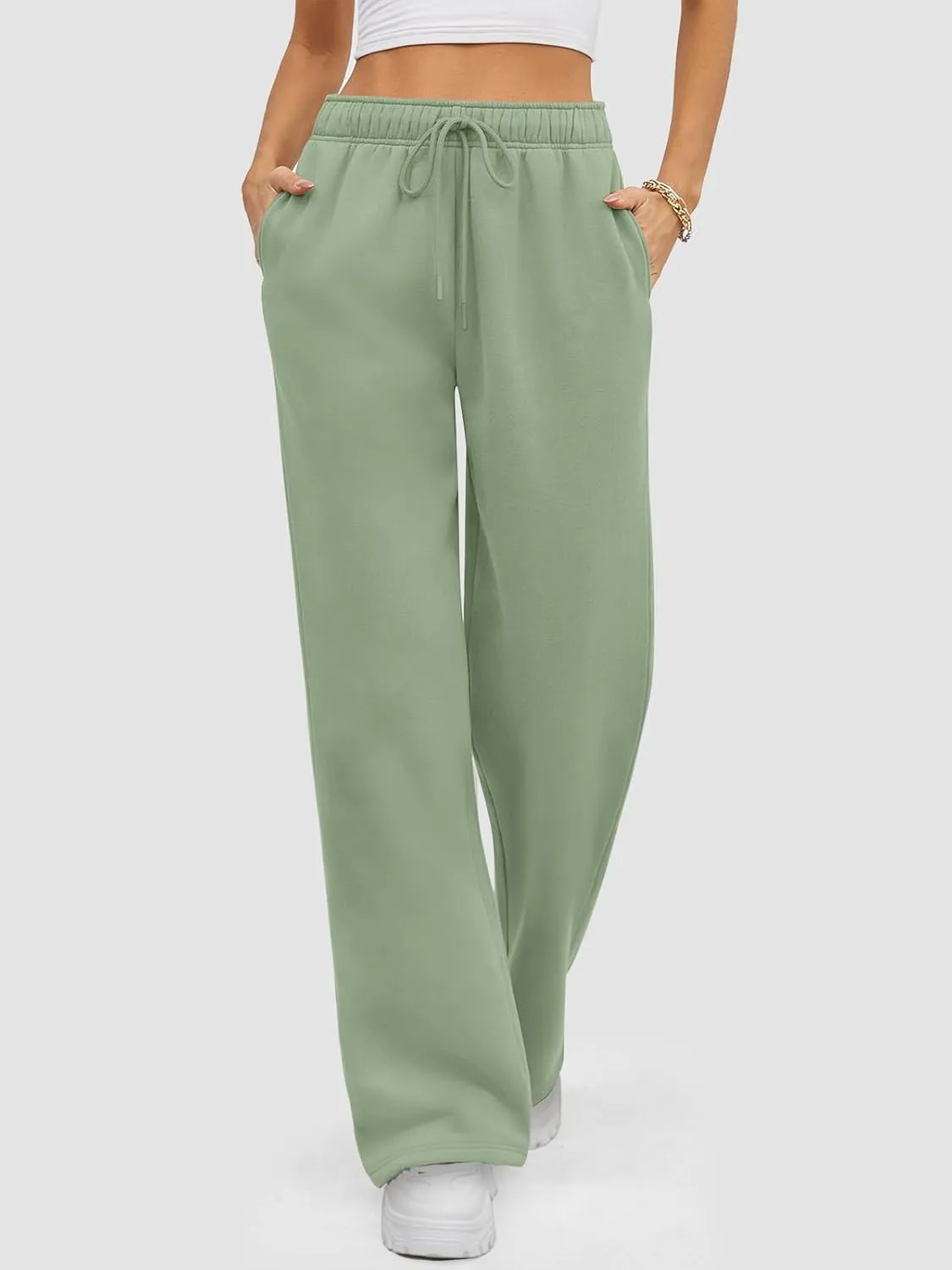 ATHMILE Womens Sweatpants 2025 Baggy Wide Fleece Lined Straight Leg Pants