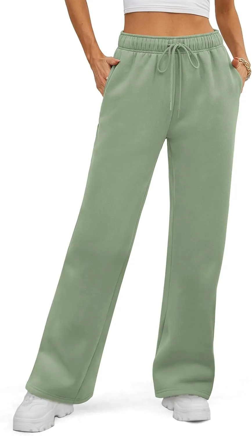 ATHMILE Womens Sweatpants 2025 Baggy Wide Fleece Lined Straight Leg Pants
