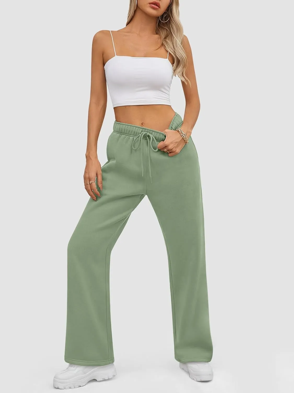 ATHMILE Womens Sweatpants 2025 Baggy Wide Fleece Lined Straight Leg Pants