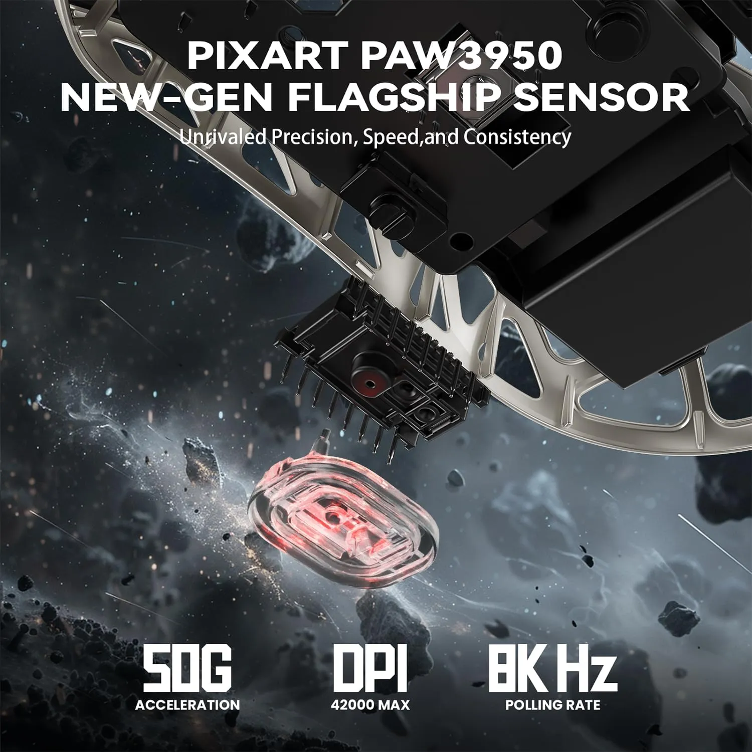 ATTACK SHARK R2 SUPERLIGHT Wireless Gaming Mouse,Magnesium Alloy, PixArt PAW 3950 Sensor Optical,42K DPI 8K Polling Rate,5 Programmable Button,Tri-Mode Long Battery Life Mice for Laptop,PC-Retro White