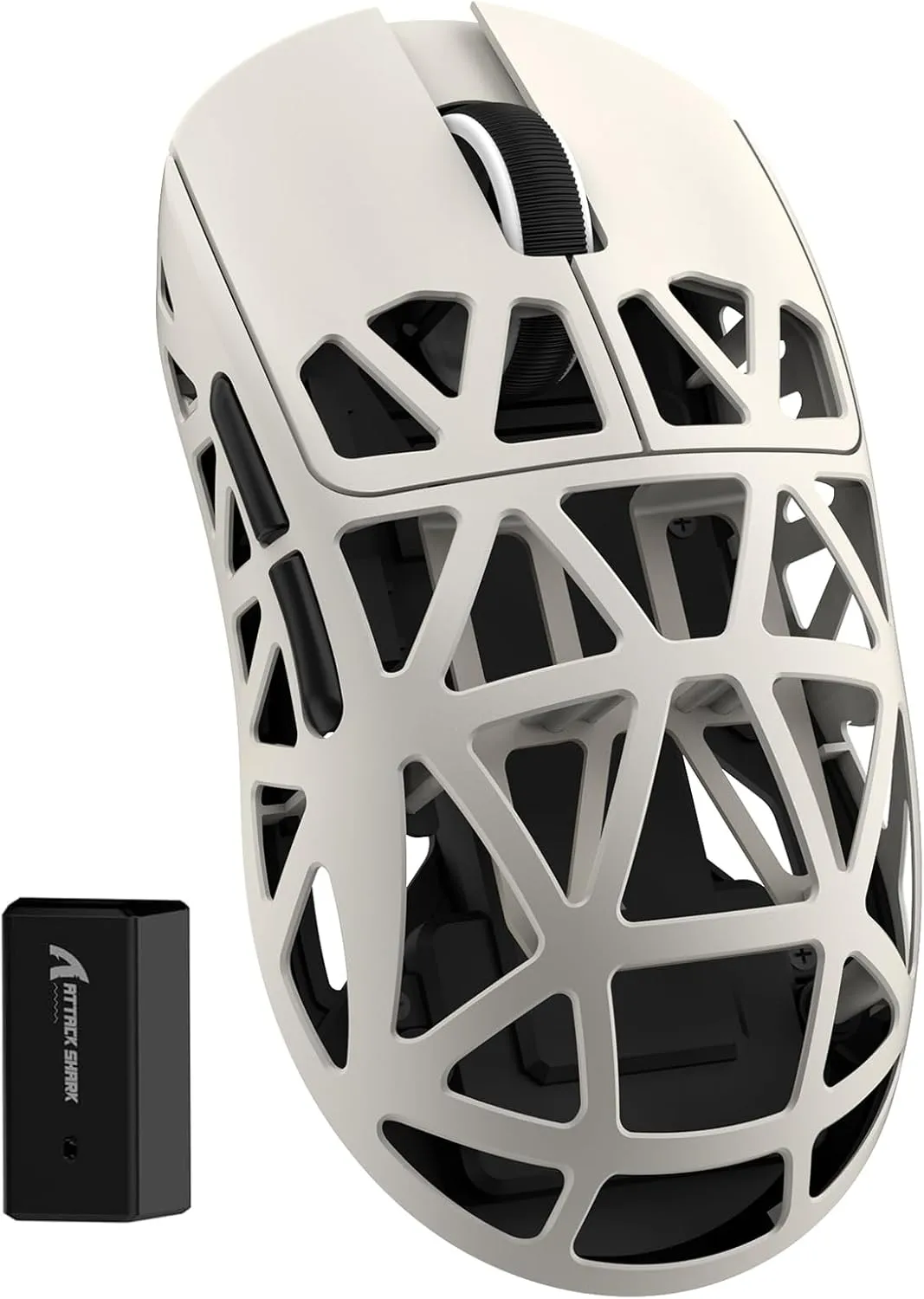ATTACK SHARK R2 SUPERLIGHT Wireless Gaming Mouse,Magnesium Alloy, PixArt PAW 3950 Sensor Optical,42K DPI 8K Polling Rate,5 Programmable Button,Tri-Mode Long Battery Life Mice for Laptop,PC-Retro White