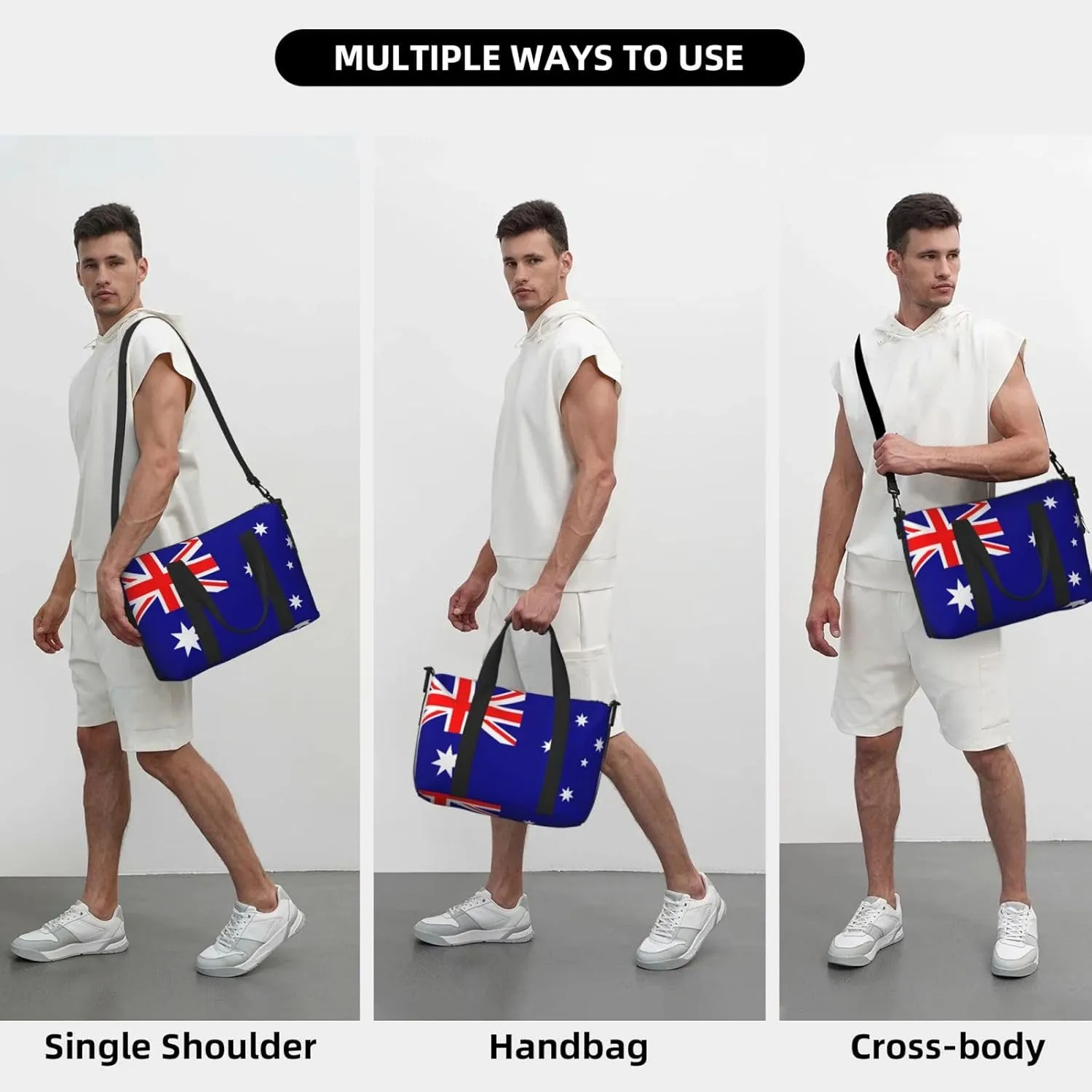 Australian Flag Women Travel Duffel Bag, Large Weekender Carry-On Tote, Gym Workout Bag,Mommy Hospital Bag