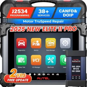 Autel MaxiSys Elite II Pro Scanner, 2025 Elite 2 Pro with 2 Years Update, J2534 Reprogramming Tool as MS Ultra Up of MS908S Pro II MK908P, Motor TruSpeed Repair, 40  Resets, 3K  Active Test, FCA SGW