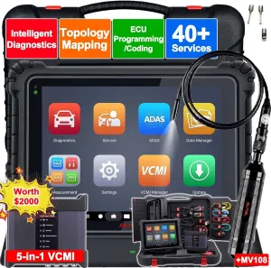 Autel Scanner MaxiSys Ultra, with MV108, 2025 Motor TruSpeed Repair, Topology 2.0, [$2000] 5-in-1 VCMI, ECU Coding/Programming, Bi-Directional, 40  Services, Advanced MS909 MS919 Ultra Lite MS908