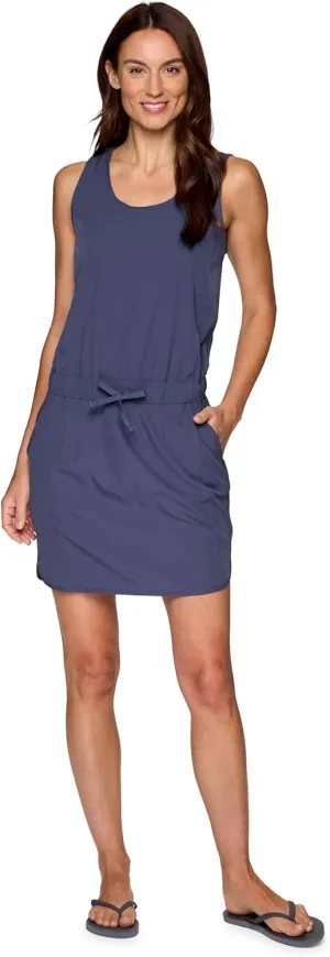 Avalanche Women's Tank Dress, Quick Drying Stretch Woven Hiking Beach Dress Tunic with Drawstring Waistband and Pockets