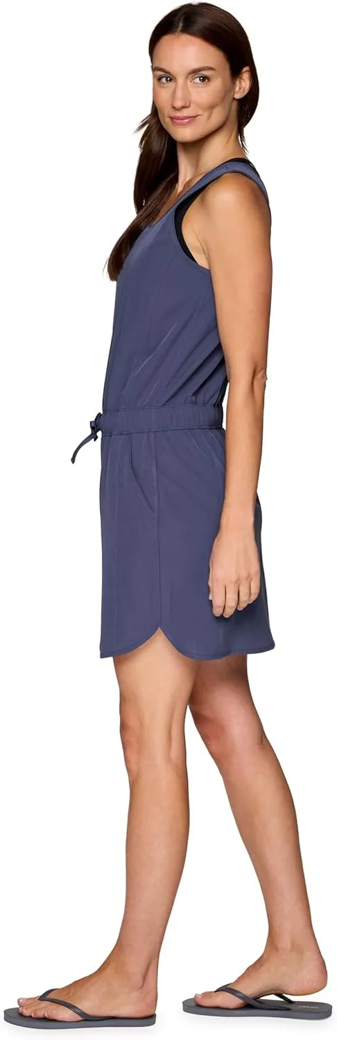 Avalanche Women's Tank Dress, Quick Drying Stretch Woven Hiking Beach Dress Tunic with Drawstring Waistband and Pockets