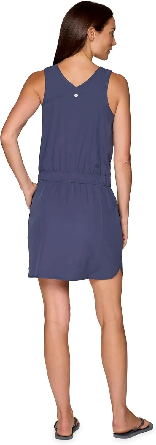 Avalanche Women's Tank Dress, Quick Drying Stretch Woven Hiking Beach Dress Tunic with Drawstring Waistband and Pockets