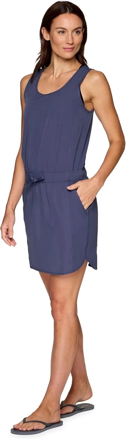 Avalanche Women's Tank Dress, Quick Drying Stretch Woven Hiking Beach Dress Tunic with Drawstring Waistband and Pockets