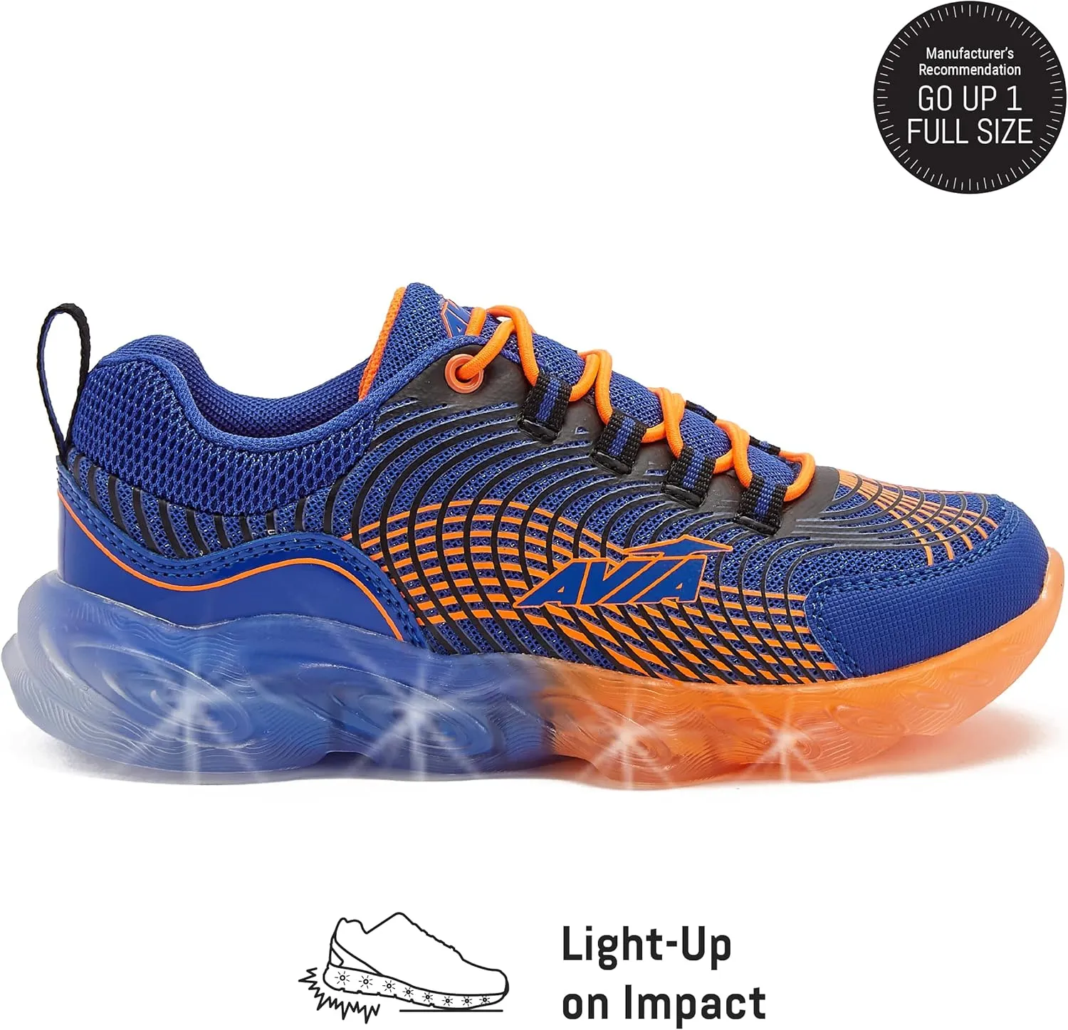 Avia Ignite Slip On LED Light Up Boys' Sneakers - Lightweight Tennis, Athletic, Running Shoes for Boys - Little Kid Sizes 11-3