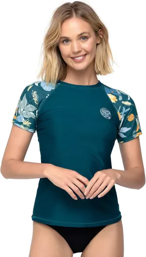AXESEA Women's Rashguard Short Sleeve Rash Guard Swim Shirt UV Sun Protection Swimsuit Tops
