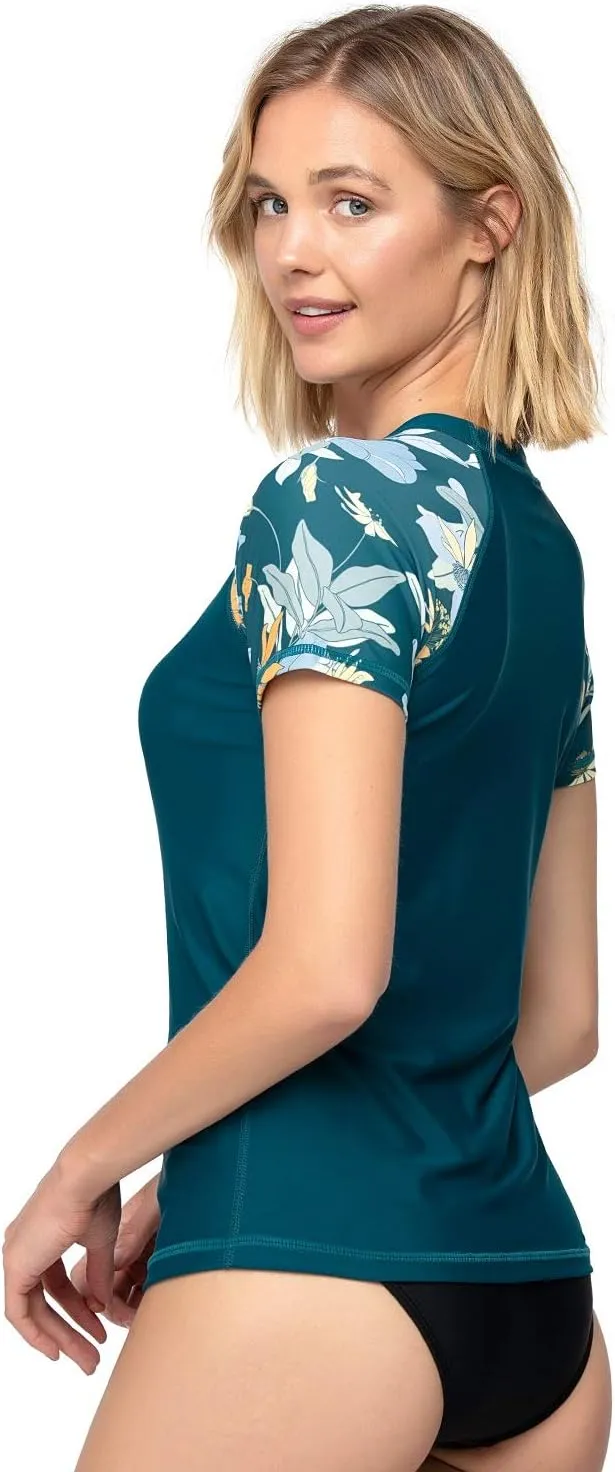AXESEA Women's Rashguard Short Sleeve Rash Guard Swim Shirt UV Sun Protection Swimsuit Tops