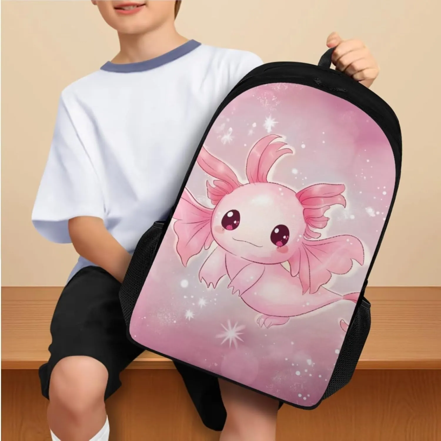 Axolotl Kids Small Backpack for 2-3 Year Old Boy Lightweight Elementary Bookbag for Students School Bag for Boys 5-6 for School,Picnics,Travel,Daycare and Other Occasions