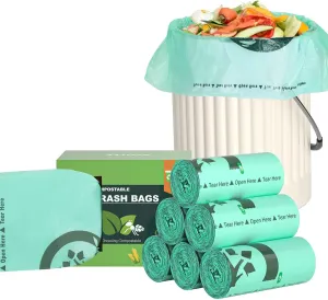 AYOTEE 150 Count Compostable Trash Bags 1.2 Gallon Small Trash Bags, Small Compost Bags for Countertop Bin, Unscented Biodegradable Trash Bags Small Garbage Bags for Bathroom Home Kitchen Office