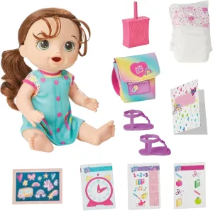 Baby Alive Time for School Baby Doll Set, 12 Inch, Back to School Toys for Girls & Boys, Brown Hair, Preschool Gifts for Kids, Ages 3  (Amazon Exclusive)