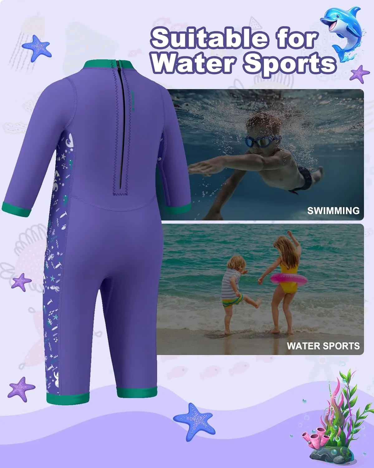 Baby Wetsuit, Neoprene Thermal Swimsuit Keep Warm in Cold Water