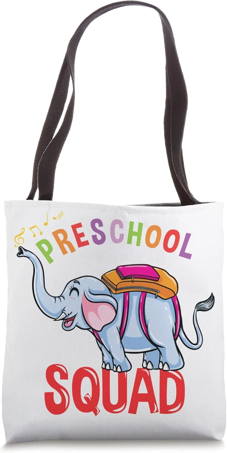 Back To School Elephant Preschool Squad Tote Bag