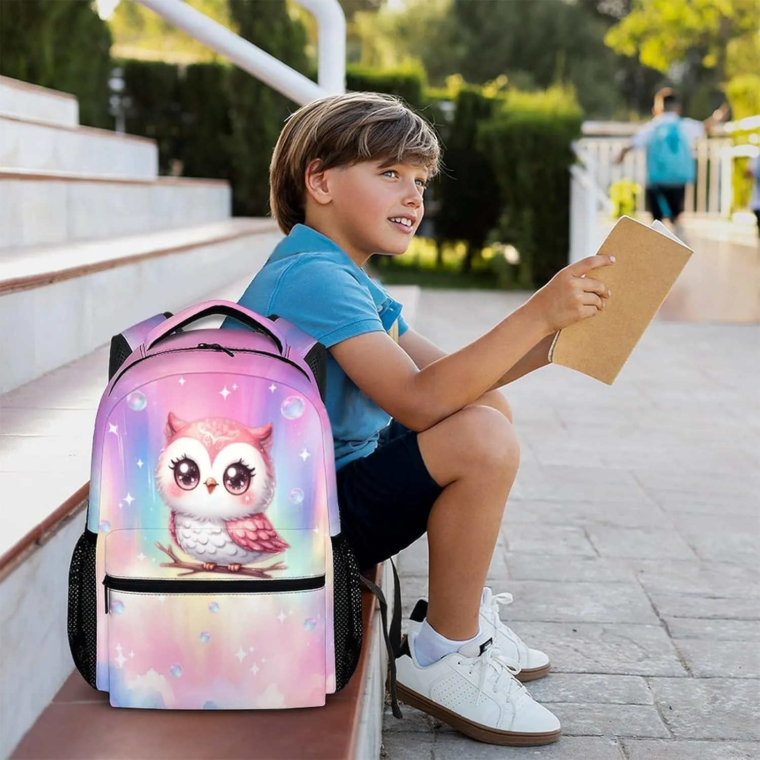 Backpack for Girls - Owl Bookbag for Kids - 17 Inch Pink Owl Schoolbag for Preschool Kindergarten Primary - Lightweight Backpack for School Travel