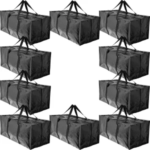 BAG-THAT! 10 Moving Bags, Heavy Duty Extra Large Stronger Handles Wrap Around bag Storage Totes Zippered Reusable Moving Supplies Clothes Attic Sports Garage Travel College
