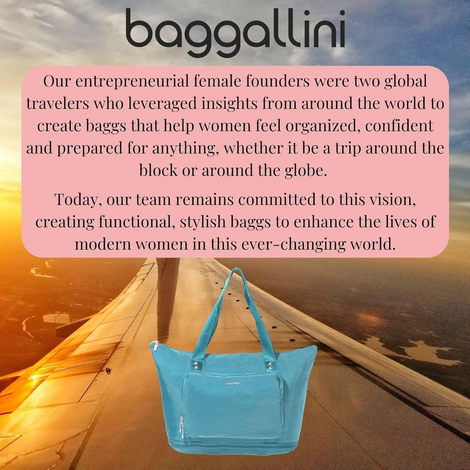 Baggallini Carryall Expandable Lightweight Travel Tote 22" Packable Folding Compact Nylon Washable Weekender w/Luggage Sleeve