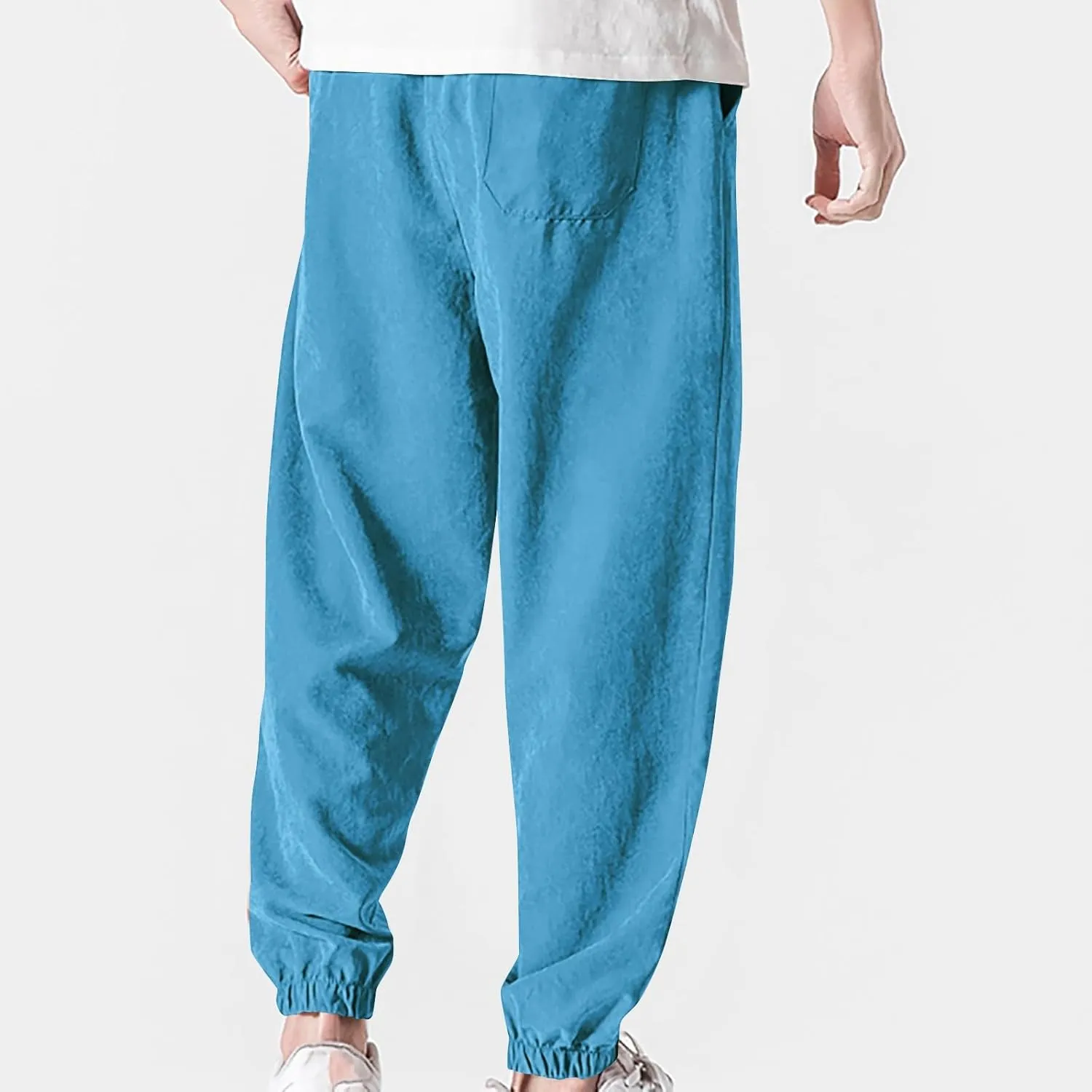 Baggy Sweatpants for Men Casual Fashion Drawstring Elastic Waist Solid Beam Feet Pants Athletic Apered Joggers