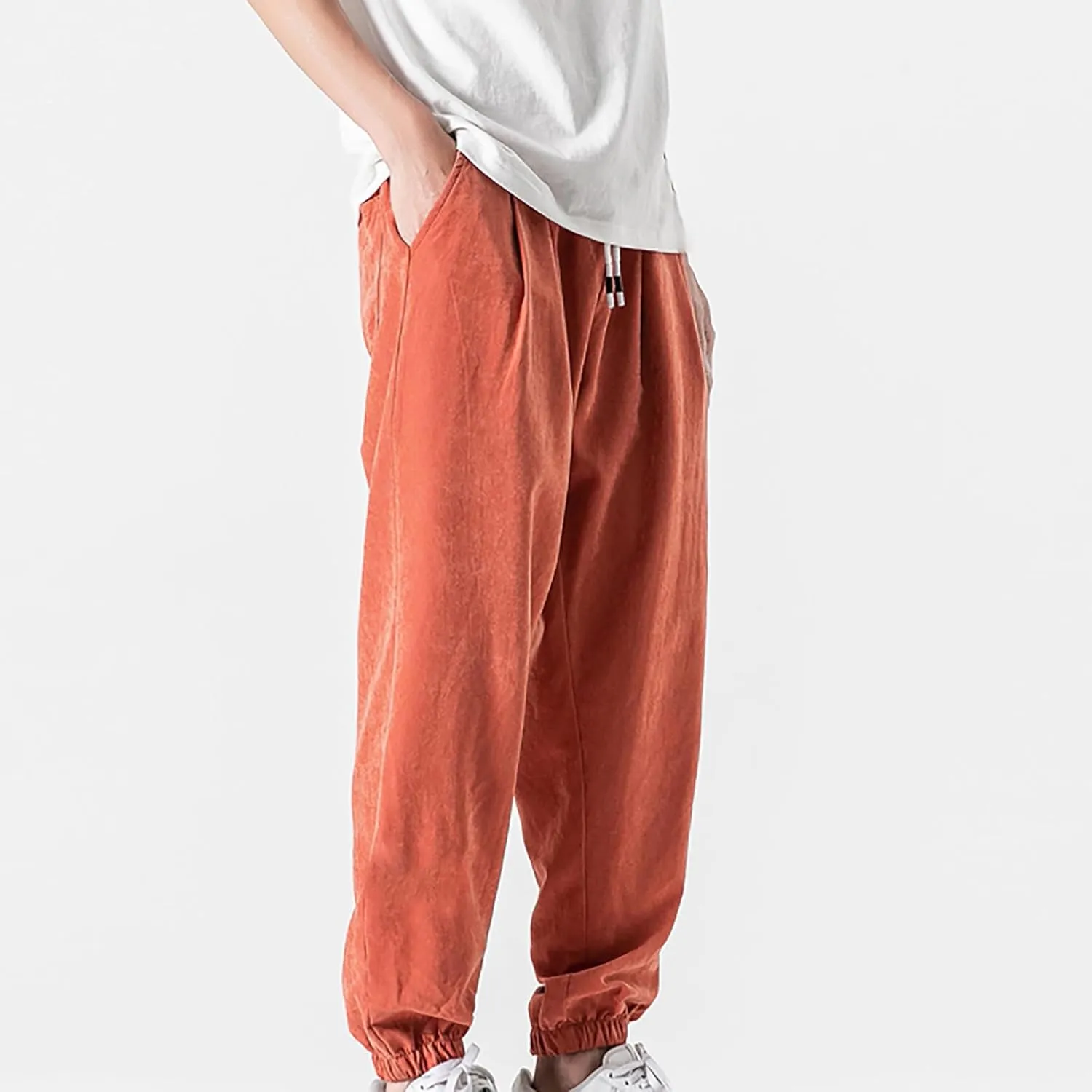 Baggy Sweatpants for Men Casual Fashion Drawstring Elastic Waist Solid Beam Feet Pants Athletic Apered Joggers