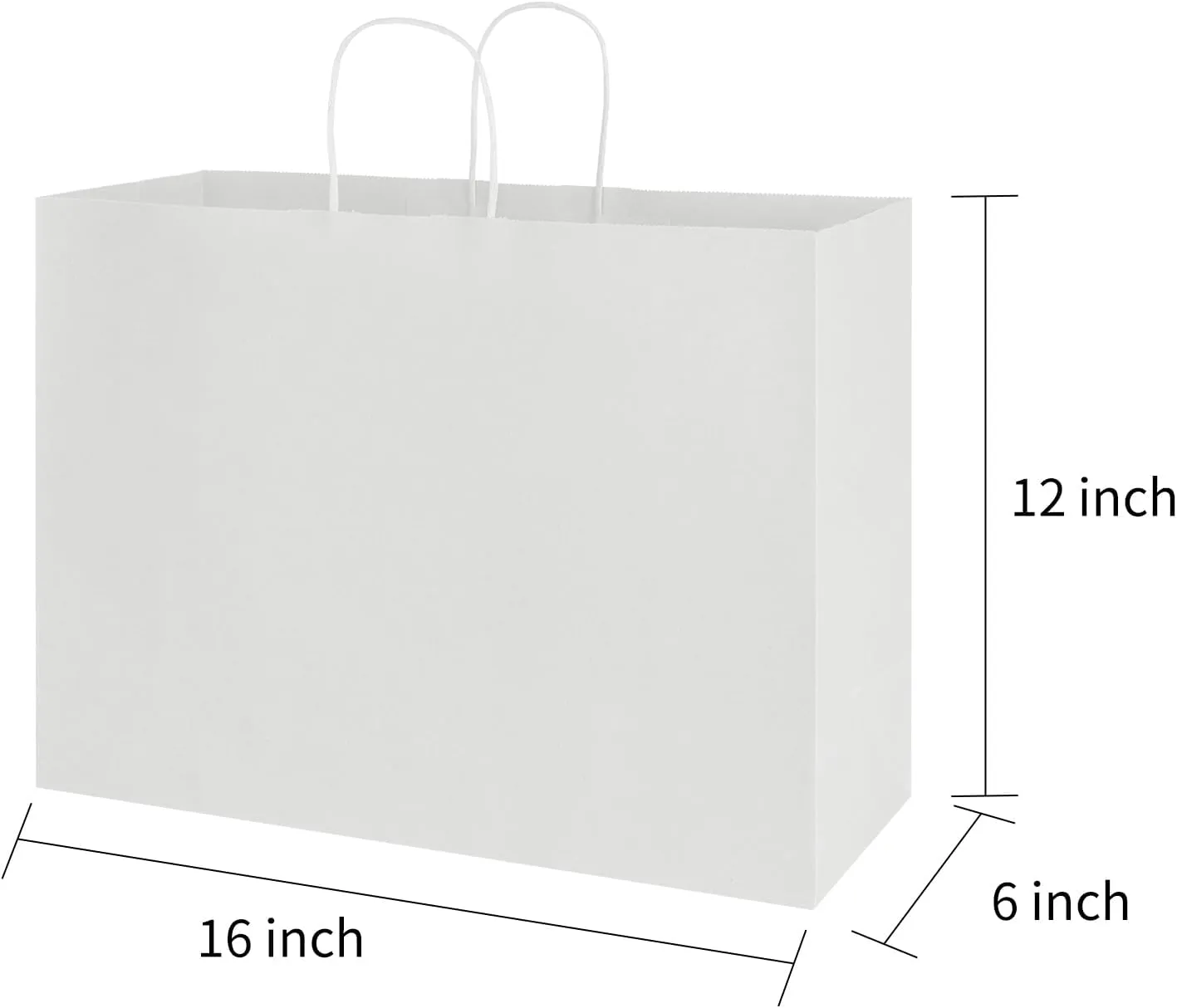 bagmad 100 Pack 16x6x12 Inches Large White Kraft Paper Bags with Handles Bulk for Shopping Wedding Grocery Retail Merchandise Business Craft Gift Bags(100 Count)