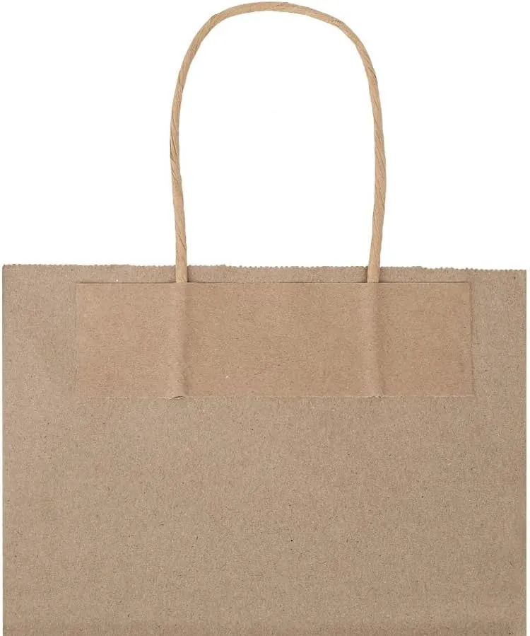 bagmad 100 Pack Medium 8x4.75x10 inch Black Kraft Paper Bags with Handles Bulk, Gift Bags, Craft Grocery Shopping Retail Party Favors Wedding Bags Sacks (Black, 100pcs)