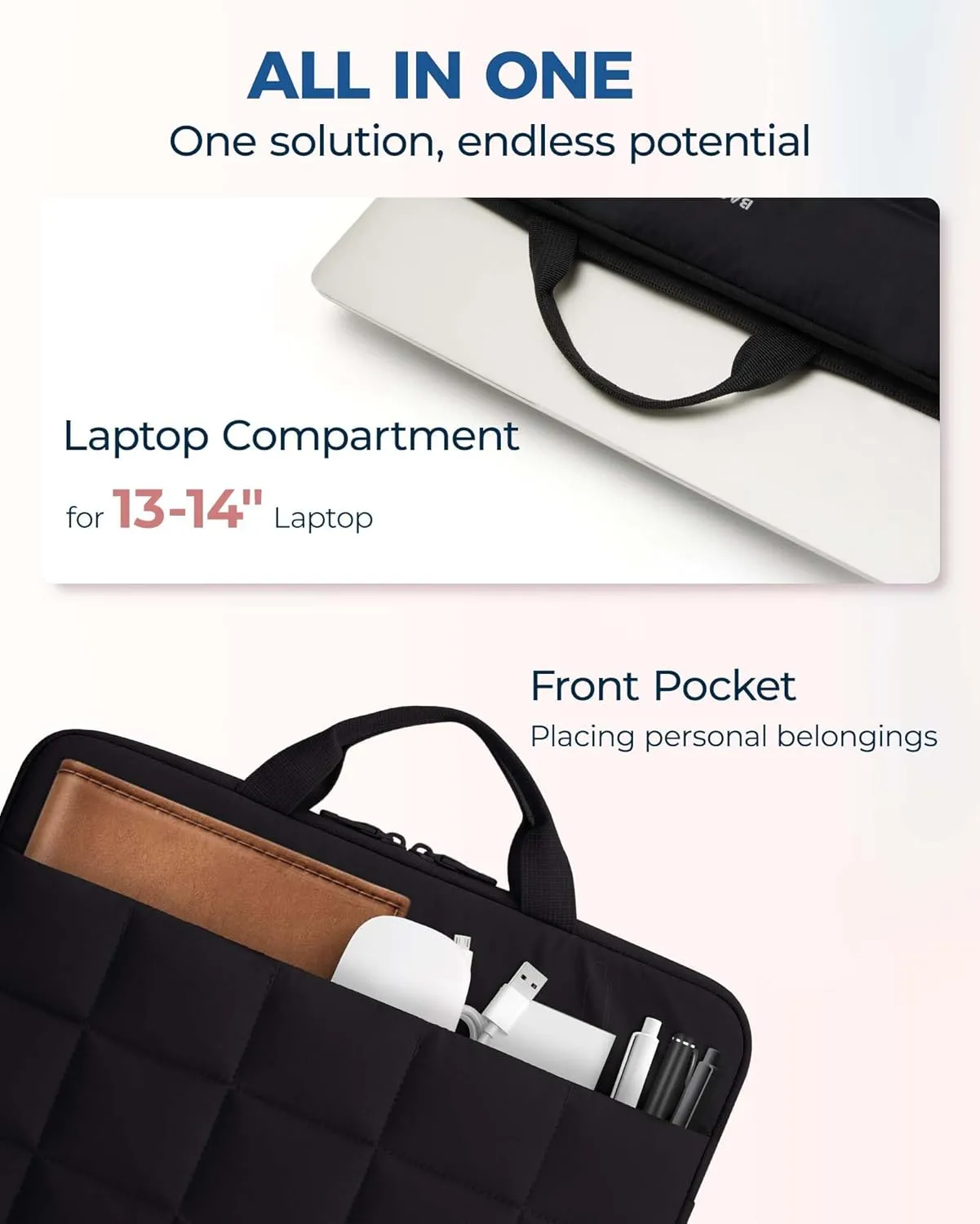 BAGSMART 13-14 inch Laptop Case Sleeve with Handle, Fluffy Padded Laptop Bag with Zipper, Macbook Case Fitted with Macbook Air/Pro 13.3 inch, Puffy Laptop Cover Fitted with Dell, HP, Lenovo
