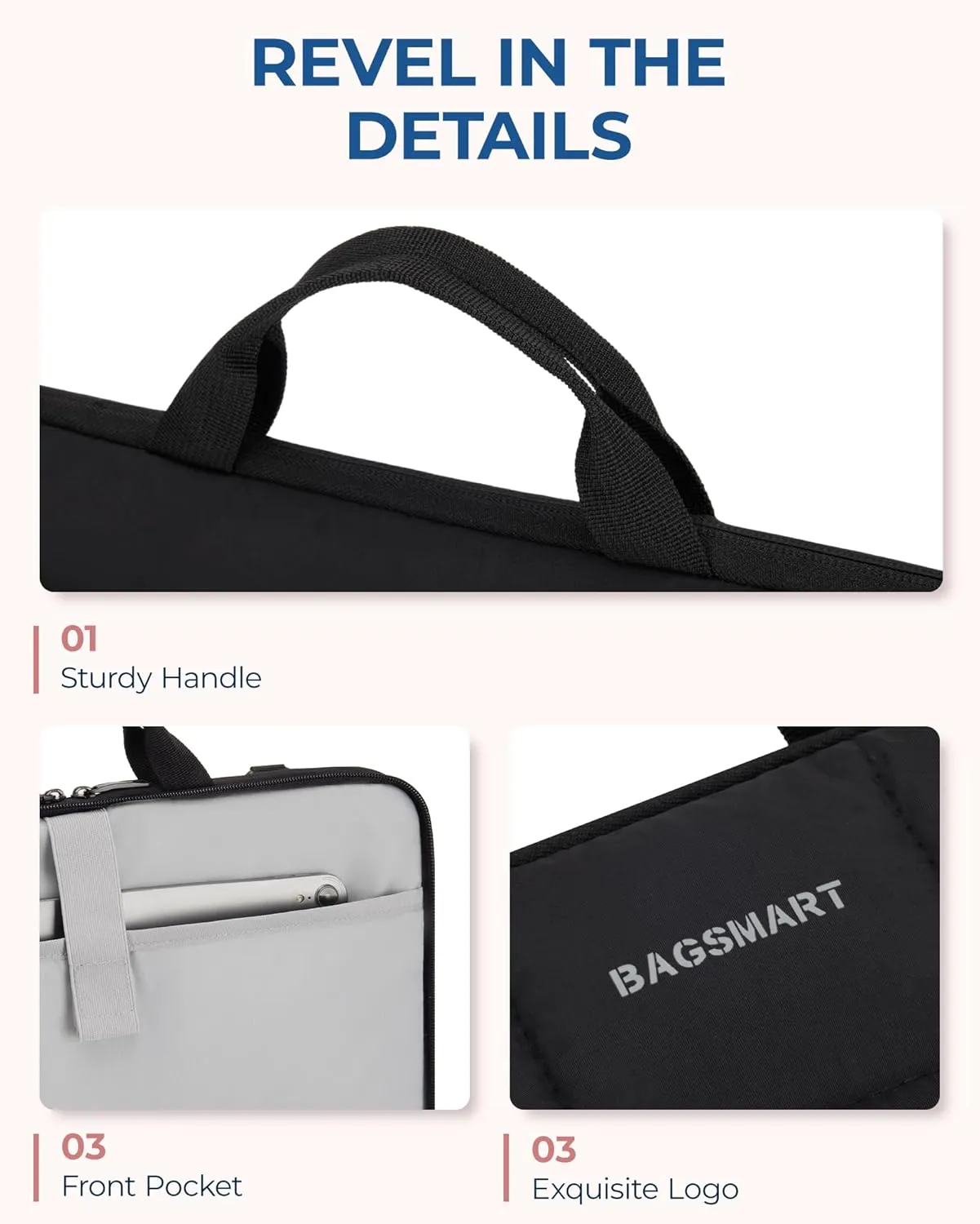 BAGSMART 13-14 inch Laptop Case Sleeve with Handle, Fluffy Padded Laptop Bag with Zipper, Macbook Case Fitted with Macbook Air/Pro 13.3 inch, Puffy Laptop Cover Fitted with Dell, HP, Lenovo