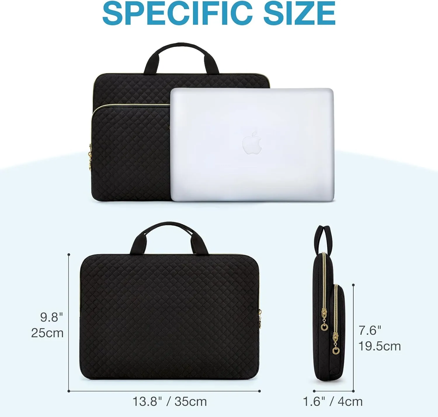 BAGSMART 13-Inch Laptop Sleeve, Black, Polyester