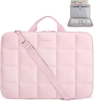 BAGSMART 15-16 inch Laptop Case with Strap, Fluffy Padded Laptop Bag with Handle, Macbook Case Fitted with Macbook Air/Pro 15.6 inch, Laptop Briefcase Fitted with Dell, HP, Lenovo