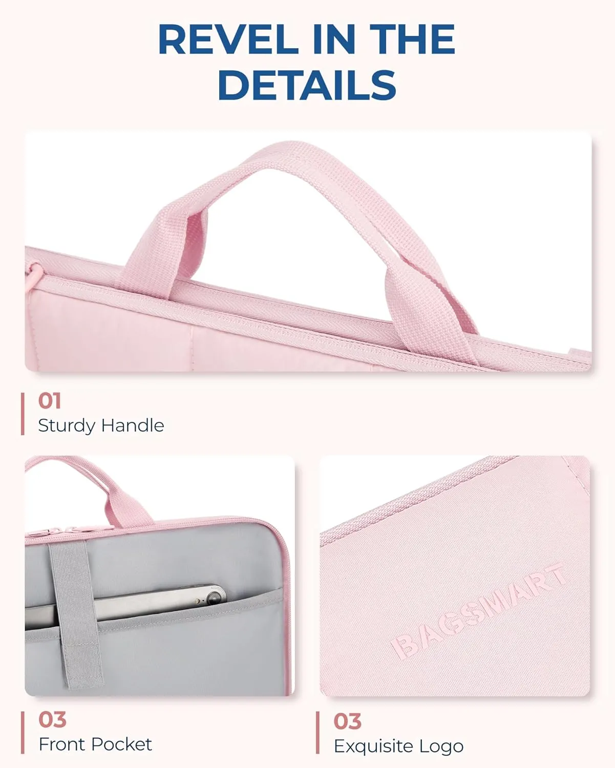 BAGSMART 15-16 inch Laptop Case with Strap, Fluffy Padded Laptop Bag with Handle, Macbook Case Fitted with Macbook Air/Pro 15.6 inch, Laptop Briefcase Fitted with Dell, HP, Lenovo