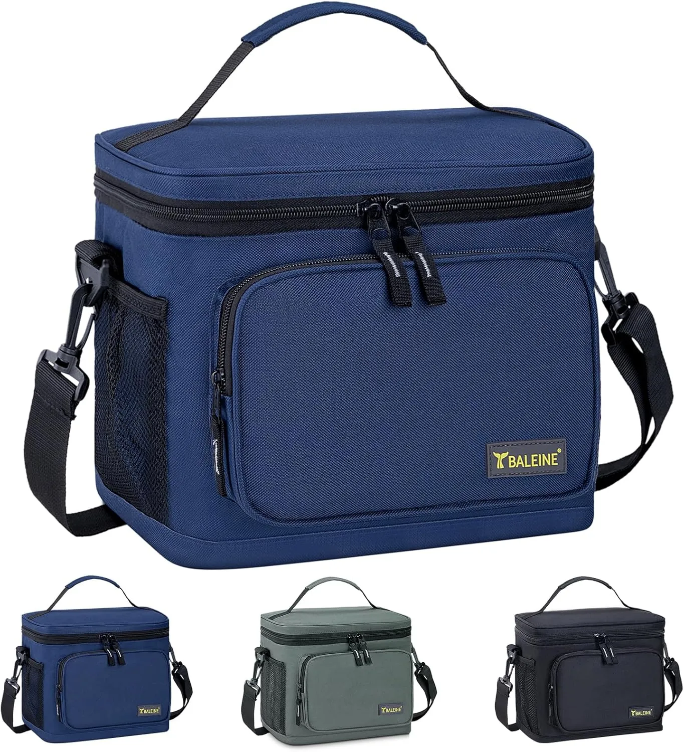 BALEINE Insulated Lunch Bag for Men Women, 15 Can Leakproof Cooler Bag with Adjustable Shoulder Strap for Work Picnic, Lunch Box for Women Men (Medium, Blue)