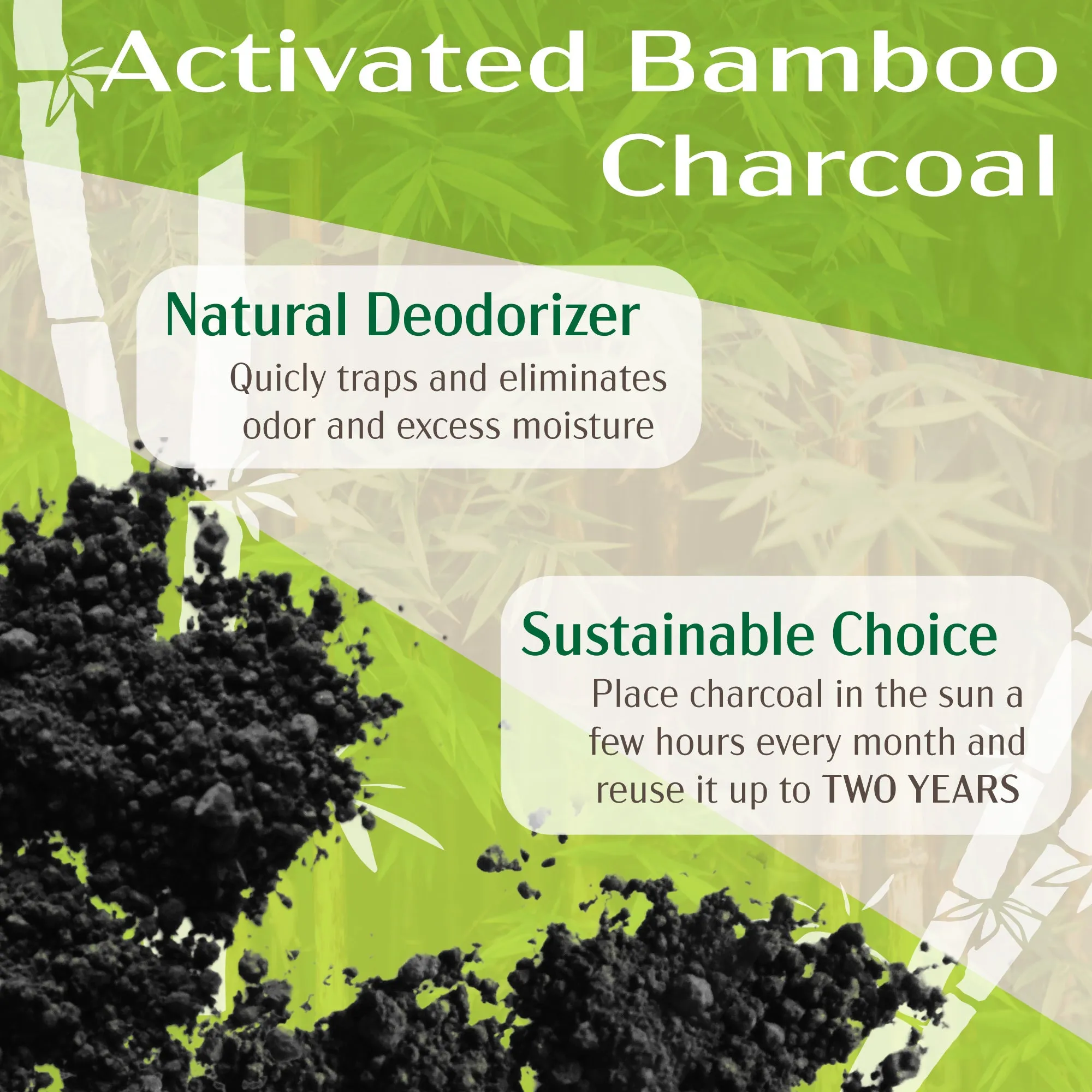 Bamboo Charcoal Odor Absorber Bag in Decorative 6.25" x 3.75" x 3.75" Box