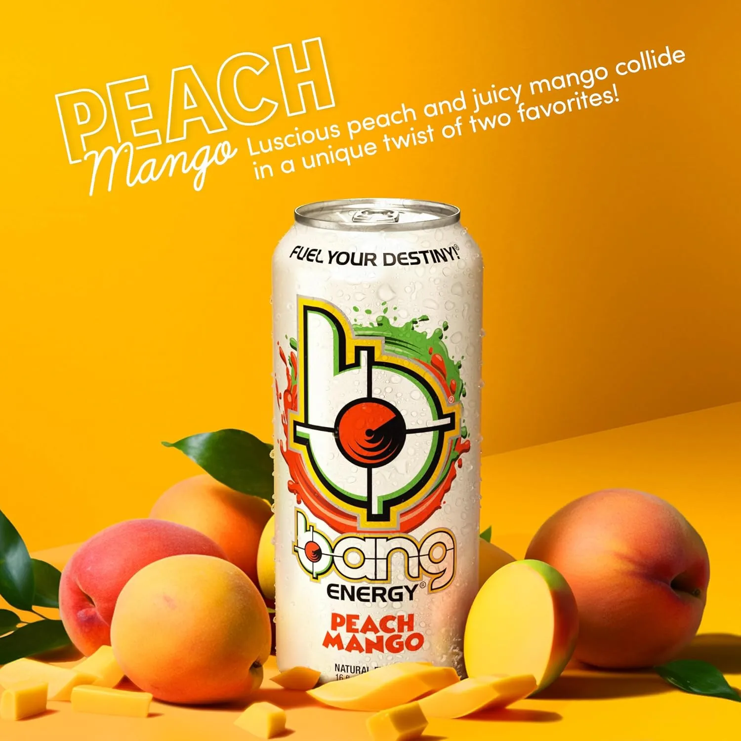 Bang Energy Peach Mango, Sugar-Free Energy Drink, 16-Ounce (Pack of 12)