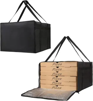 bangminda 2 Pack Insulated Pizza Delivery Bag 20" x 20" x 14"Catering Cooler Bag for Hot and cold Food, Commercial, Large Capacity Reusable Warming Bag for 6-7 Large 18" Pizza Boxes
