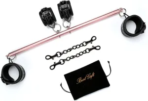 Bar Bonage Heavy Duty Stainless Steel Expandable Rose Gold Bar for Home Gym with 4PCS Fur Black Adjustable Straps,Sports Yoga Pilate Training Fitness Gear Aid Kit, Yoga Gifts