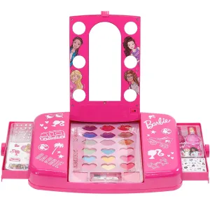 Barbie Beauty Vanity Set with Light-Up Mirror, Includes Lip Gloss, Eye Shadow, Brushes, Nail Polish, Accessories, and More! Ages 3  Perfect for Parties, Sleepovers, and Makeovers, by Townley Girl