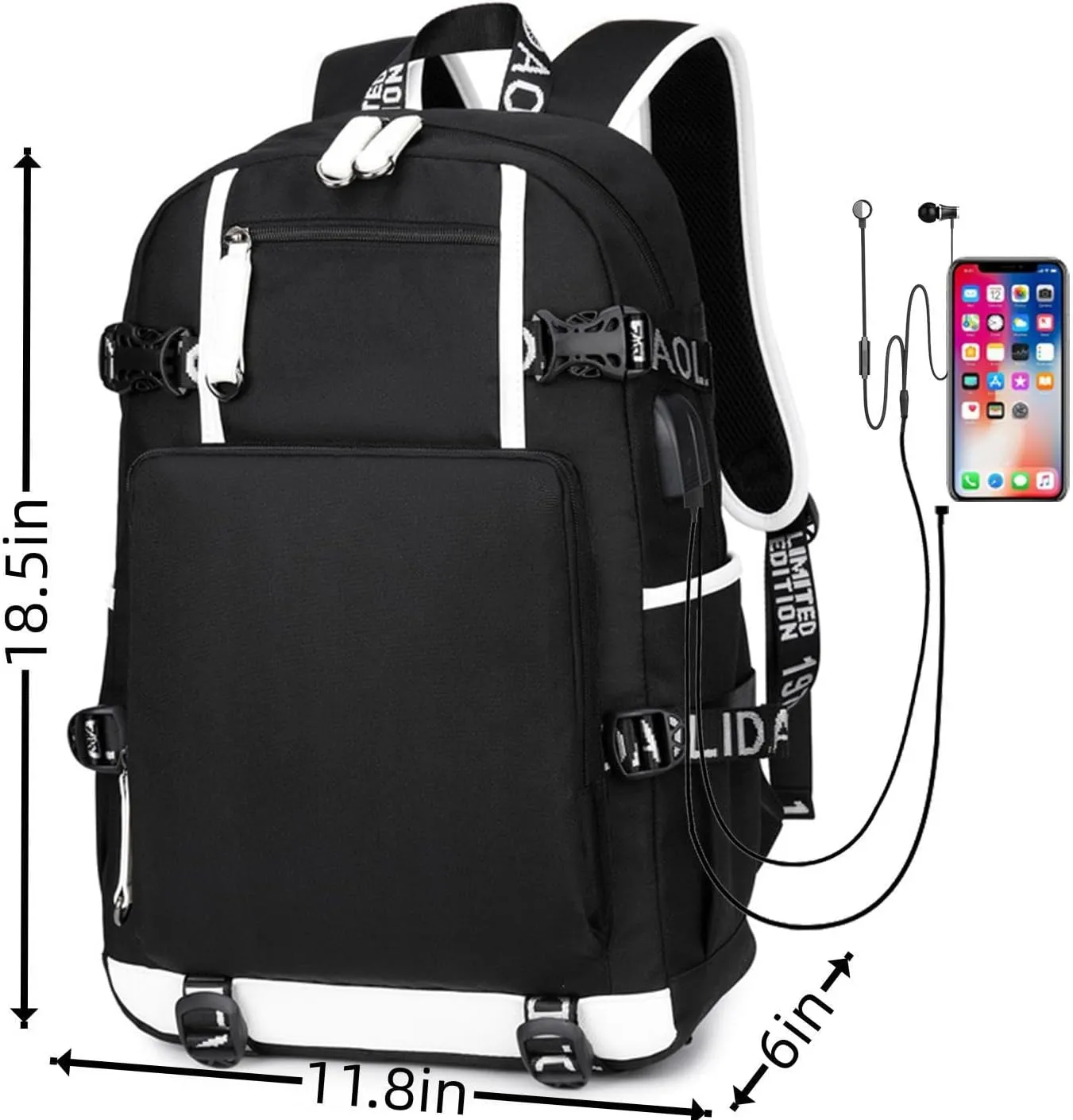 Basketball 23 Student School Bag, Laptop Backpack, Ultra-Light Travel Bag, For Men And Women (black-C)
