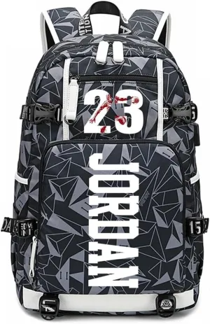 Basketball 23 Student School Bag, Laptop Backpack, Ultra-Light Travel Bag, For Men And Women (grey-A)