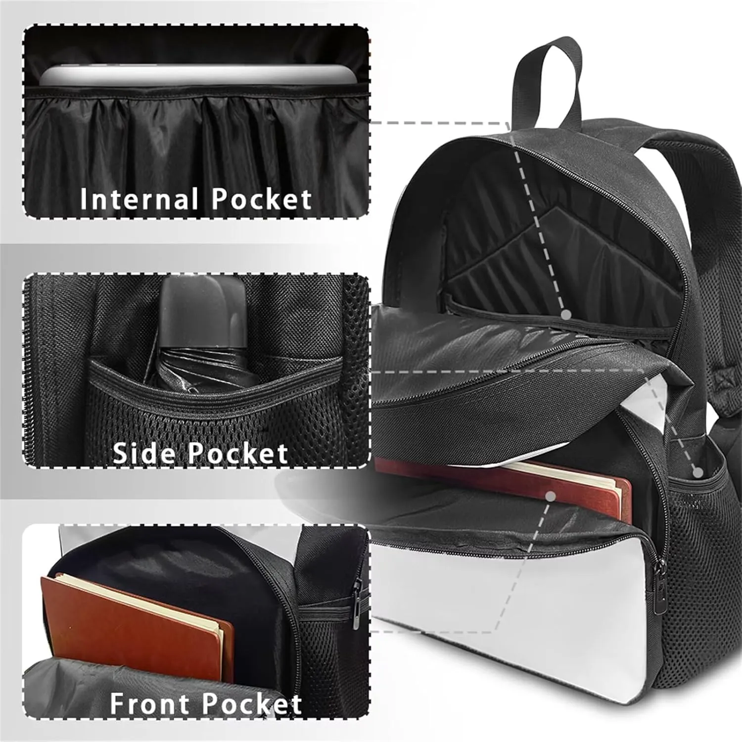 Bass American Flag Pattern Backpack for Boys School Bags Set with Insulated Lunch Bag Cooler Water Bottle Sleeve Pencil Pen Case 4 Pieces for Teenage Student