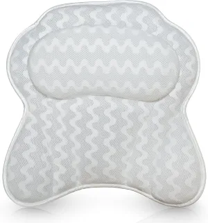 Bath Pillow for Tub, Luxury Bathtub Pillow Head and Neck Support, Relaxing Spa Cushion Head Rest for Tub, Bathtub Accessories for Women and Men with Quick Drying 3D Air Mesh Portable Washable