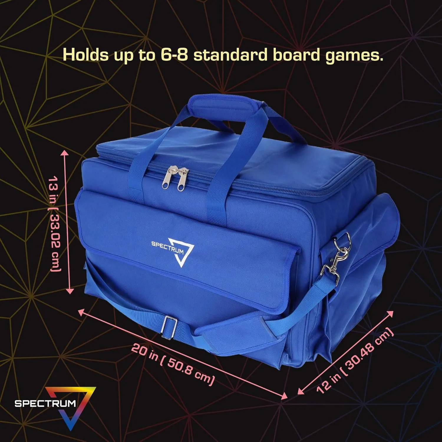BCW Spectrum Board Game Bag | Durable Duffle for 6-8 Board Games | Expandable Pockets & Storage | Comfortable Removable Shoulder Strap | Easy Top & Side Access