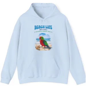 Beach Life Parrot Spells Drawstring Hoodie