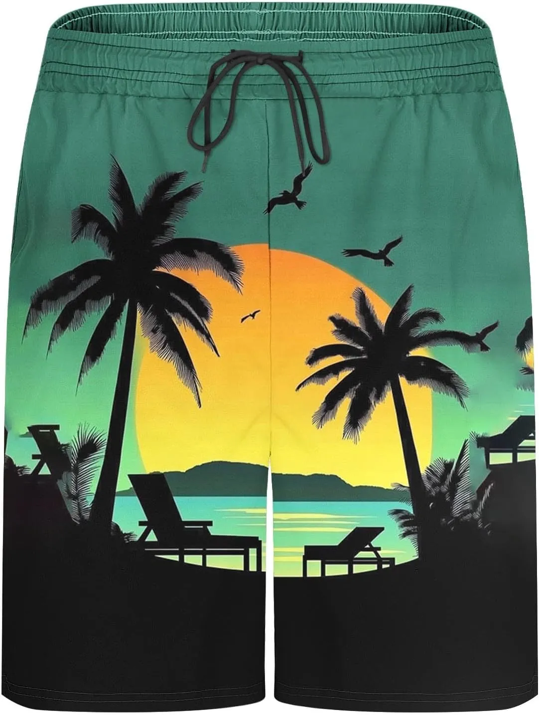 Beach Shorts for Men 2 in 1 Athletic Shorts Casual Drawstring Loose Elastic Waist Vacation Floral Print Pants